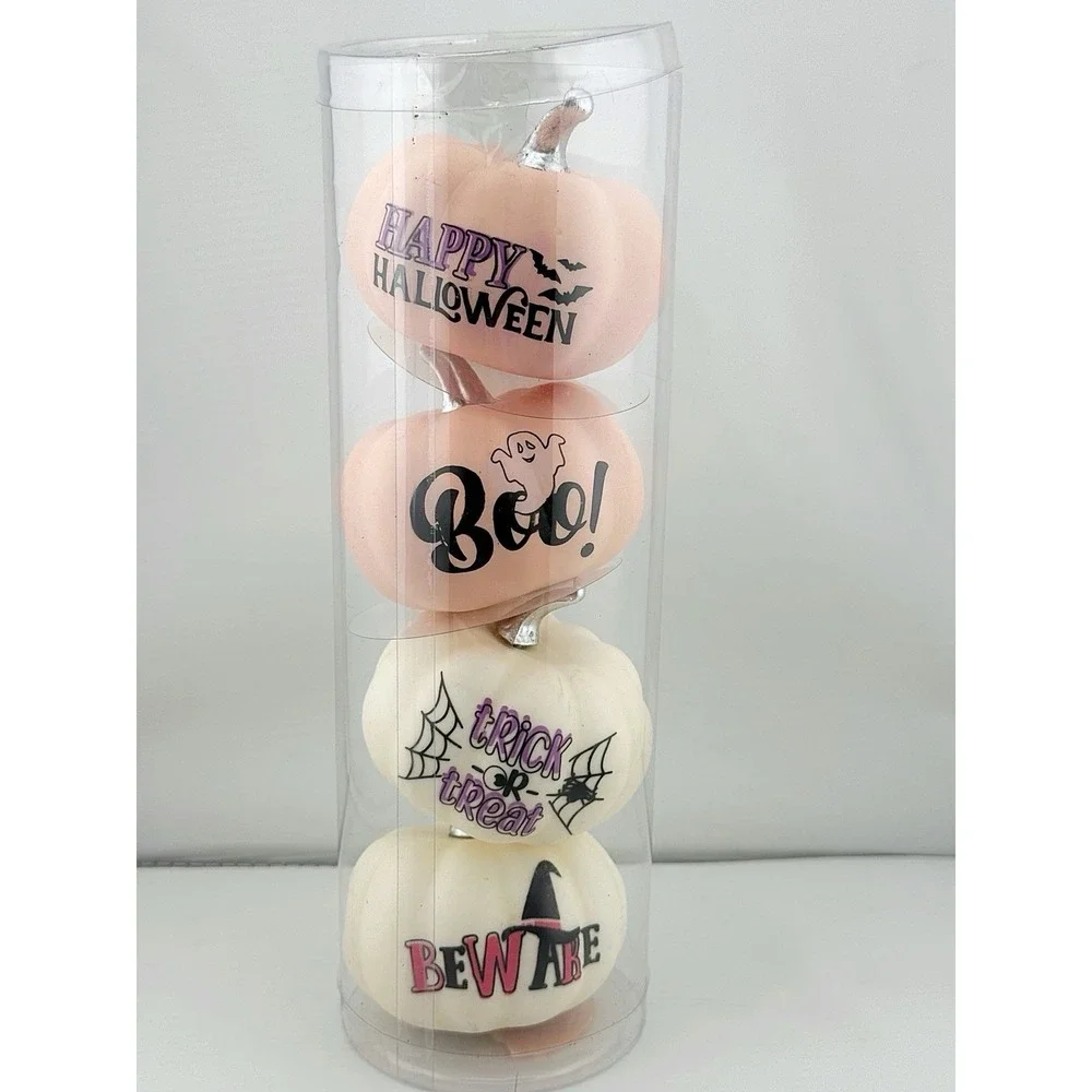Halloween Summerween Pink Mini Pumpkin Set. Includes 4 Total